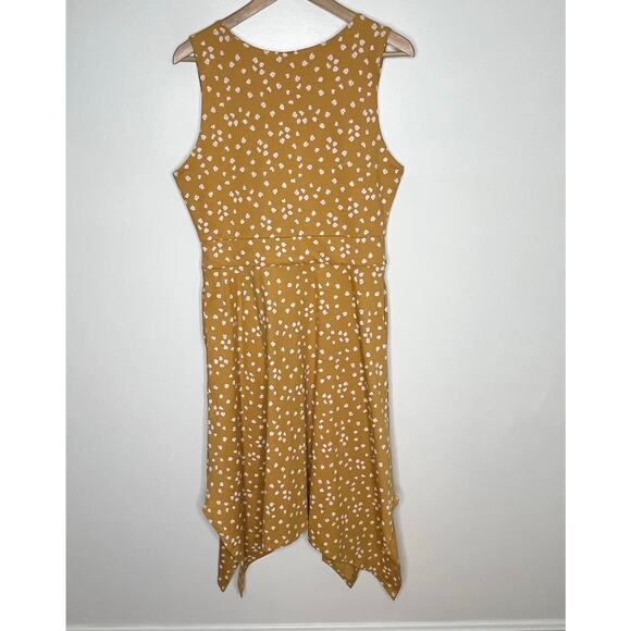 Pact Sleeveless Fit And Flare Midi Dress Womens Large Mustard Floral Pockets - Picture 8 of 11